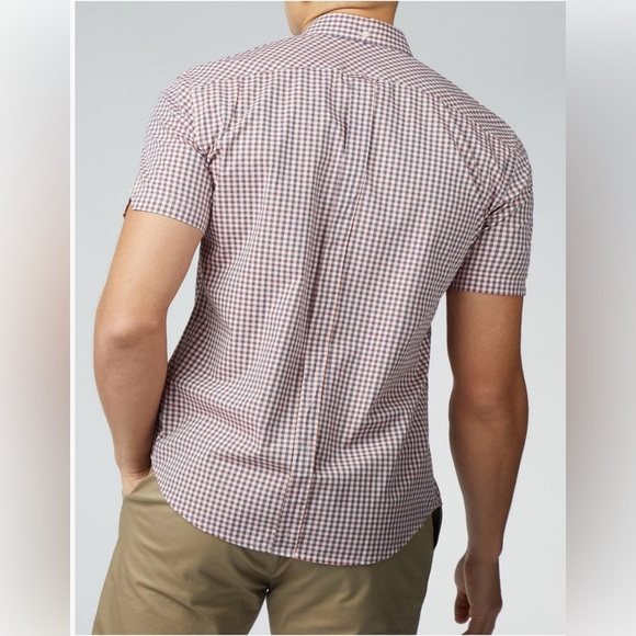 Mens's OLD NAVY gingham button-up checkered short sleeve polo - Picture 2 of 10